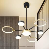 chandeliers light fixture black gold led