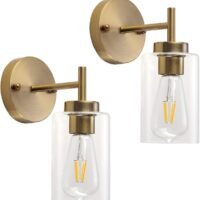 gold wall sconces set of 2, industrial brass gold vanity