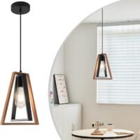 industrial farmhouse black and wood pendant lights
