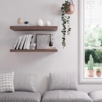 set of 2 wall shelves, 24 in w x 12.75 in d x 2 in