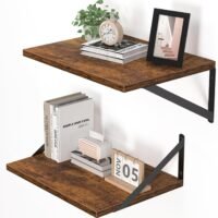 rustic brown floating shelves for wall, 16w x 12d inch